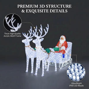 Escultura LED 3D Gigante Iluminada Personalizada OEM con Motivo <span class=keywords><strong>de</strong></span> Trineo <span class=keywords><strong>de</strong></span> Santa Claus y Renos para Decoración Navideña en Parques al Aire Libre - Product Image 2