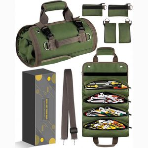Muestra gratuita: Bolsa enrollable multiusos de lona para herramientas, fácil de enrollar, OEM, con cremallera, organizador de herramientas colgante, tipo cubo. - Product Image 5