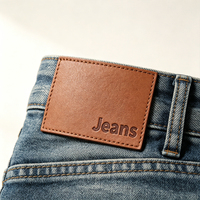 Écusson en cuir véritable personnalisé, logo gaufré à chaud, à coudre, accessoires vestimentaires écologiques, vente en gros OEM pour étiquettes de jeans