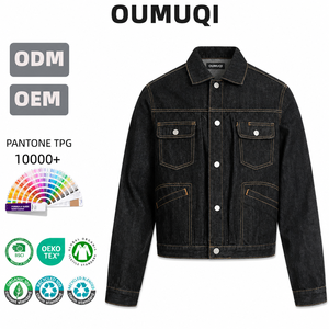 Giacca in Denim Grezzo da Uomo con Cuciture a Contrasto, Abbigliamento da Lavoro e Streetwear, Cappotto Casual Autunno Inverno con Bottoni - Product Image 1
