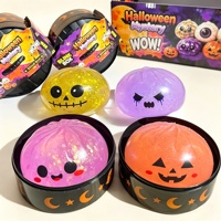 Nouveau Jouet Squishy Halloween 2026 : Citrouille Scintillante, Œil, Mini Balle à Presser Anti-Stress, Jouet Sensoriel en Silicone Souple Unisexe pour Filles et Garçons