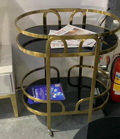 Verre à thé noir trempé clair or argent Crystal Clear Wide Acrylic Bar Cart Trolley Server Acrylic Rolling Bar Cart
