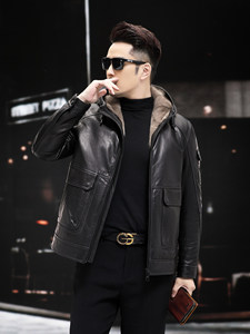 Giacca <span class=keywords><strong>da</strong></span> <span class=keywords><strong>Uomo</strong></span> in Pelle di Capra con Fodera in <span class=keywords><strong>Visone</strong></span>, Cappuccio, Nera, Invernale, Interno in Vera Pelliccia, Vendita all'Ingrosso - Product Image 5