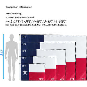 Drapeau du Texas Topflags 2x3 pieds, étoiles brodées, rayures cousues, drapeau extérieur robuste en nylon Oxford 210D, couleurs vives, cadeau idéal - Product Image 6