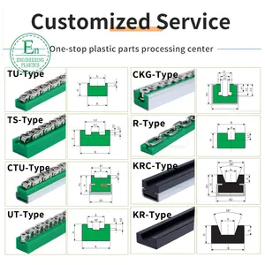 Kustom presisi tinggi UHMWPE HDPE POM strip plastik ekstrusi panduan rel solusi cnc konveyor rol linear rel panduan