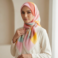 Écharpe longue à imprimé géométrique coloré pour femme, 160 cm, châle léger en georgette, polyvalent, pour voyage, décoration, hijab
