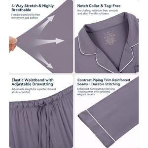 Ensemble de pyjama en viscose de bambou pour femme, haut boutonné et pantalon doux, vêtements de nuit rafraîchissants, tailles S à 3X - Product Image 2