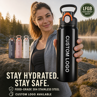 Bouteille d'eau isotherme portable en acier inoxydable de 680 ml pour le sport en plein air, avec logo personnalisé, vente en gros d'usine