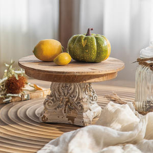 Bandeja de Estilo Romano, Decoración del Hogar, Bandejas Redondas Vintage, Plato para Servir Café y Té, Soporte para Pastel con Base Tallada - Product Image 5