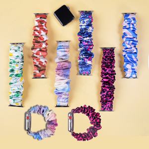 <span class=keywords><strong>Bracelet</strong></span> de montre intelligent élastique personnalisé avec impression, 100% soie de mûrier, ensemble de bracelets de montre et de chouchous - Product Image 4