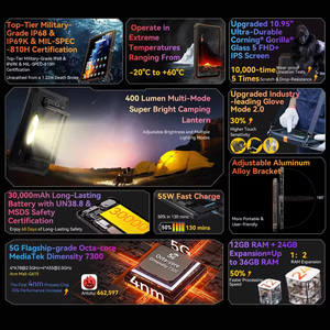 Blackview Active <span class=keywords><strong>10</strong></span> Pro 5G <span class=keywords><strong>Tablet</strong></span> Rugged, 12GB di Memoria, Schermo da <span class=keywords><strong>10</strong></span>.95 Pollici, Android 14, Dimensity 7300 Octa Core, Versione Globale, Play - Product Image 3