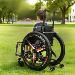 Silla de Ruedas Manual Plegable de Fibra de Carbono Ultraligera, Portátil, Duradera y de Calidad, para Niños, para Jugar, Hacer Deporte y Aprender, Asiento de 28-36 cm, Negra 1 - Product Image 3