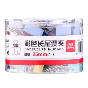 Deli Colored Binder Clips 25mm 48Pcs Tube Pack Office Supplies - Product Image 1