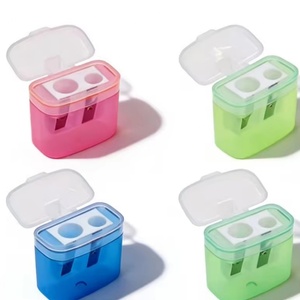 Sacapuntas Cuadrado de Doble Orificio con Contenedor de Almacenamiento, Sacapuntas Compacto de Mano para Niños, Material Escolar, Descuento Limitado - Product Image 1