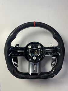 Volant chauffant en cuir et fibre de carbone <span class=keywords><strong>Mercedes</strong></span> <span class=keywords><strong>Benz</strong></span> Classe <span class=keywords><strong>C</strong></span> C43 <span class=keywords><strong>AMG</strong></span> W205 W213 W463 W222 GLE Classe S Style sport - Product Image 1