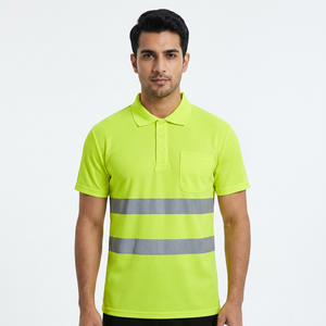 Uniforme de Trabajo de Alta Visibilidad al por Mayor con Logotipo OEM Personalizado, Reflectante, Transpirable, de Poliéster/Algodón, Manga Corta - Product Image 1