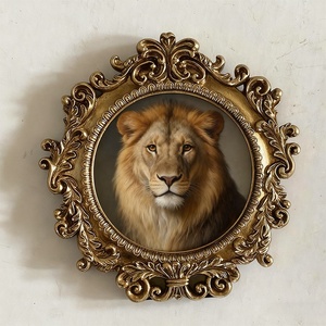 กรอบรูปเรซินสีทองโบราณสไตล์ฝรั่งเศสกรอบรูปทรงกลมย้อนยุคสำหรับวางบนโต๊ะและแขวนผนังตกแต่งบ้าน - Product Image 4