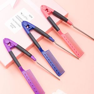 Peigne lissant en forme de V en fibre de carbone, outil de coiffage de qualité professionnelle avec dents en acier inoxydable pour usage professionnel - Product Image 3