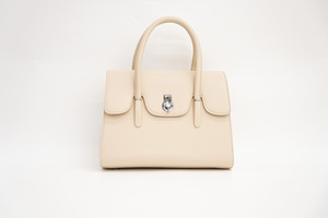 <b>Brown</b> Leather Look Handbag, Structured Tote Bag, Flap Purse with Metal Lock for Office Daily Use - Product Image 3