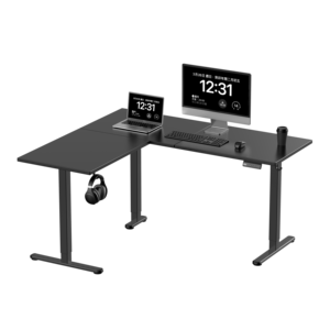 Motor único convertible moderno personalizado, ajuste de altura de 3 etapas, escritorio de oficina en blanco y negro, mesa de Metal, motor único de 3 etapas - Product Image 1
