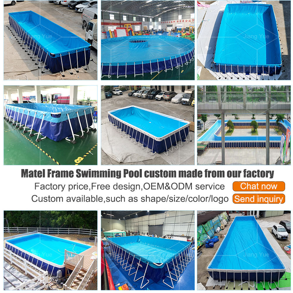 Metal Frame Square Blue Inflatable Swimming Pool - Durable
