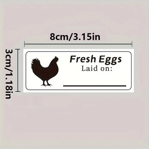 Fresh Eggs Label <b>Stickers</b> Waterproof Paper <b>Kitchen</b> Food Storage Custom Design Minimalist Style Handwriting Date Tags - Product Image 4