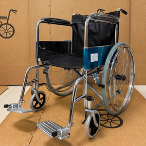 รถเข็นวีลแชร์แบบพับได้ น้ำหนักเบา โครงเหล็กคาร์บอน พร้อมเบรกมือ สำหรับผู้สูงอายุและผู้พิการ - Product Image 1