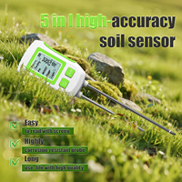 Testeur numérique de sol KONLEN 5-en-1 pour l'analyse de la fertilité du pH, double sonde d'humidité (0-90% HR), température (-10°C-90°C), mètre pour