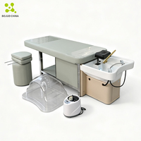 Lit de lavage pour spa capillaire et massage, avec système de circulation d'eau et luminothérapie, équipement de salon de coiffure, lit facial et équipement pour le lavage de la tête