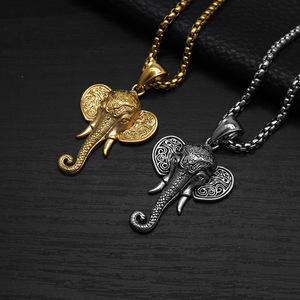จี้รูปหัวช้างสไตล์ฮิปฮอป ชุบทอง 18k วัสดุสแตนเลส 316L สร้อยคอแฟชั่นสำห<span class=keywords><strong>ร</strong></span>ับผู้ชาย ขายส่ง - Product Image 1