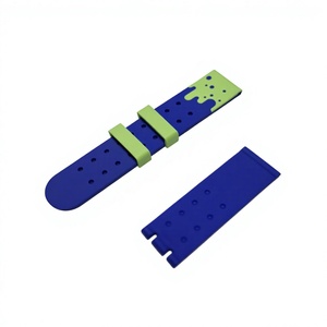Green and Blue Silicone Rubber <b>Watch</b> Strap Quick Release Buckle Breathable Waterproof Band for Diving Sports <b>Watch</b> - Product Image 3