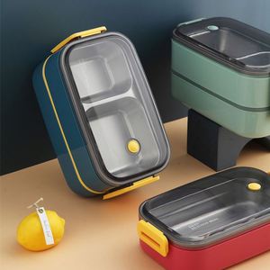 304 Stainless Steel <b>Metal</b> <b>Lunch</b> <b>Box</b> Plastic Food Grade Leak-Proof Large Capacity Microwave <b>Lunch</b> <b>Box</b> - Product Image 5