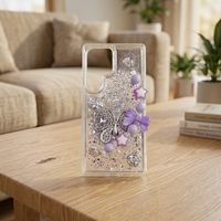 Coque de téléphone en résine époxy scintillante pour Xiaomi Redmi A7 Pro, avec papillon 3D creux, strass, décoration mignonne, étoile, nœud, chaîne de perles, pour filles