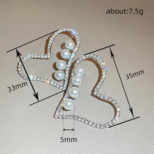 E3208 Attache-cheveux en or blanc en forme de cœur, élégant, pour femmes, accessoire de bijoux de haute qualité pour la Saint-Valentin - Product Image 5