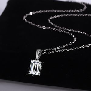 Collier pendentif rectangulaire en argent sterling S925 avec diamant Moissanite, luxe léger et haut de gamme, fabriqué par MUSHAN Jewelry Factory - Product Image 4