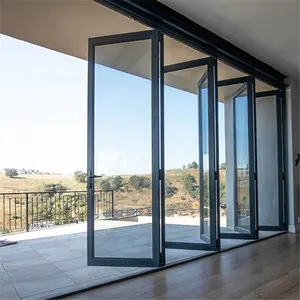 Puertas interiores de cristal plegables para el hogar y la Oficina, puertas plegables modernas, de marca superior china, con revestimiento de polvo, baratas