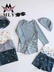 Ensemble de shorts à manches longues MLY avec impression de conception personnalisée, ensemble de maillots de bain pour enfants et garçons, bikini pour enfants - Product Image 6