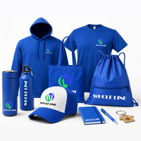Ensemble cadeau d'entreprise personnalisé avec logo, sweat-shirt imprimé en sérigraphie, t-shirt, casquette, sac fourre-tout, bouteille d'eau, carnet, stylo, articles promotionnels
