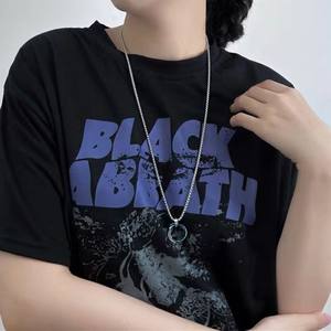 Yüksek kalite paslanmaz çelik elmas kolye Hip Hop erkekler kolye üç yüzük yuvarlak daire kolye kolye - Product Image 5