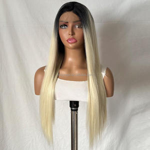 Parrucca con Frontale in Pizzo 13x4 all'Ingrosso, Capelli Lunghi e Lisci Biondi, Pizzo Trasparente Morbido, Fibra Resistente al Calore, Taglia Piccola/Grande - Product Image 1