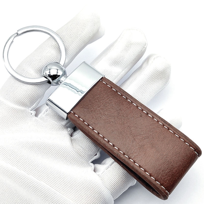 Custom Design Engraving Logo Leather Keychain