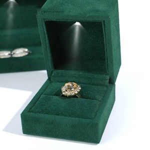 Jewelry Box Velvet LED Emerald Green Mint Green Woman's <b>Earrings</b> Necklace Bracelets Bangle <b>Gift</b> Box Plush Velvet Jewelry <b>Boxes</b> - Product Image 5