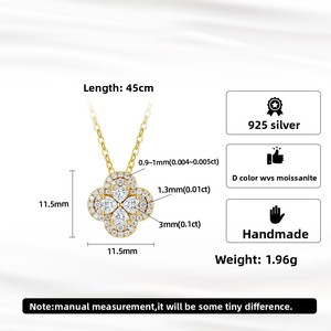 Kalung Liontin Perak 925 Grosir Lintas Negara Gaya Korea-Eropa-Amerika Rantai O-ring Minimalis Geometris Moissanite - Product Image 3