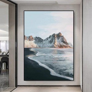 Dawn Coast Hand-painted Oil Painting <b>Framed</b> Modern Minimalist Seascape <b>Wall</b> Art For Living Room Entrance Decor - Product Image 1