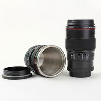 Tasse à café pour objectif de caméra Tasse à gobelet isolée en acier inoxydable pour les couples Cadeaux de photographe créatif (noir + blanc)