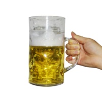 Chope à bière allemande Oktoberfest personnalisée de 600 ml / 1000 ml, en plastique, classique, avec forme gaufrée et poignée