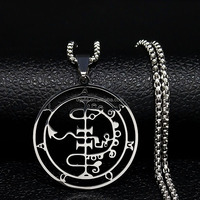 Collier Sigil de Lucifer, Amulette Sigil Occulte d'Asmodeus, Pendentif Sigil Lilith, Collier Cercle Personnalisé en Acier Inoxydable