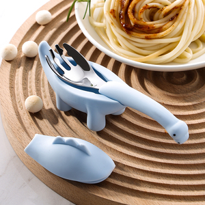 طقم شوكة وملعقة للأطفال من الفولاذ المقاوم للصدأ 304 بتصميم ديناصور كرتوني إبداعي مع شعار مخصص - Product Image 5
