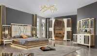 Ensemble complet de meubles de chambre à coucher de luxe turcs en gros, avec rangement, lit double, cadre en bois, taille King Size, mobilier de chambre moderne
