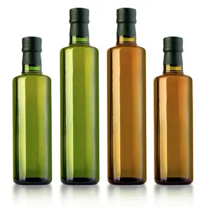 Bottiglia di vetro per olio o aceto con bottiglie di olio d'oliva di vetro verde quadrato vuoto